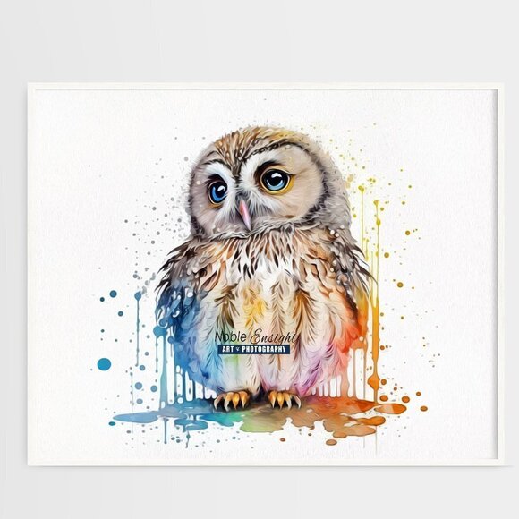 16x20 Owl Watercolor Oil Painting‎ Wall Art Poster - Picture 2 of 6
